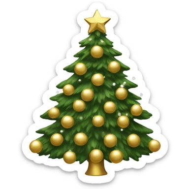 Christmas tree with white and gold decorations sticker