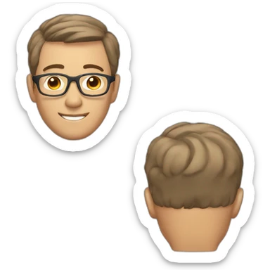 mature man with short brown hair styled without parting and glasses sticker