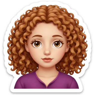 girl with wavy curly hair, almond shaped eyes, birthmark near her eye sticker