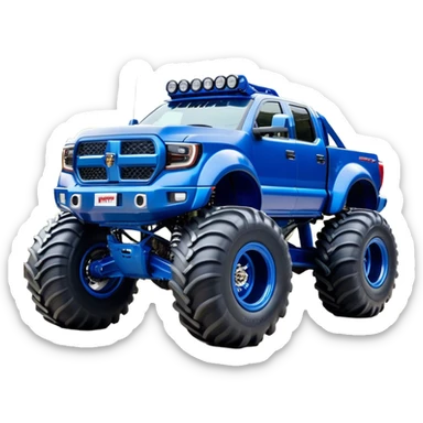 Bigfoot - Bigfoot 4x4 (Model Year: 2022) (Iconic colour: Blue) - An oversized, rugged monster truck with bold, aggressive lines painted in a striking blue. Focus on massive, rugged tires and a muscular chassis that exudes raw power and an urban legend feel. sticker