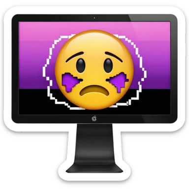 make a computer screen with a error emoji no face like a glitch sticker