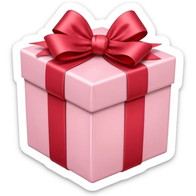 light pink gift box with red satin bow sticker