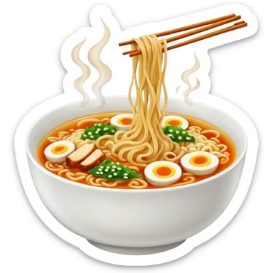 smoking hot ramen, smoking coming through it sticker