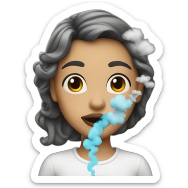 girl with smoke on her mouth sticker