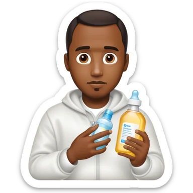 p diddy with a baby oil bottle sticker