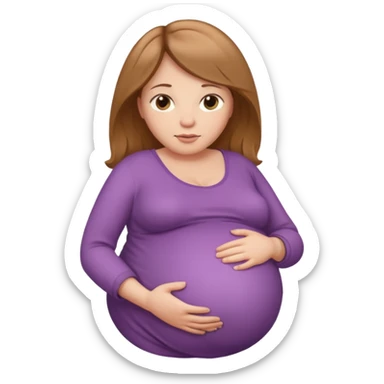 very heavily pregnant overdue lady with large belly  sticker