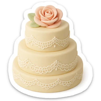 tiered fondant cake with lace piping sticker