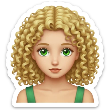 curly blonde haired girl with green eyes sticker