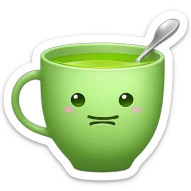 green tea cup with spoon sticker