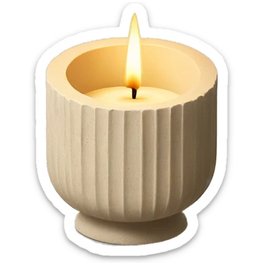 candle in beige concrete ridged vessel sticker