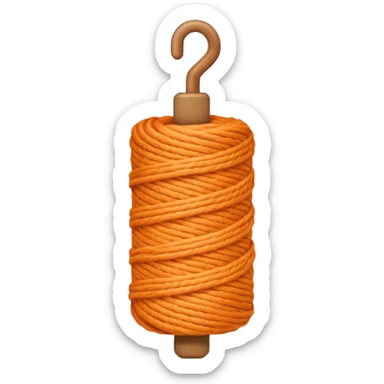 orange yarn on a bobbin sticker