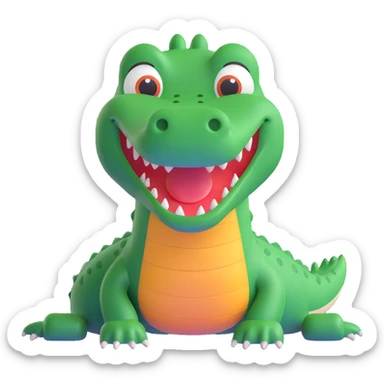 smiling crocodile, Microsoft Fluent style 3D emoji sticker
