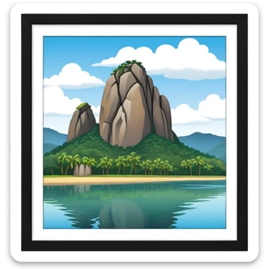 cinematic-realistic-guatapé-rock-emoji colombia in a picture frame sticker