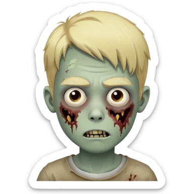 boy zombie with blonde hair no expressions 19 years sticker