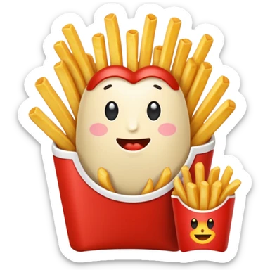 Floppa eating french fries sticker