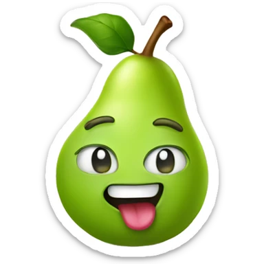 Green Cute pear with tongue sticker