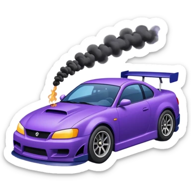 Purple and navy blue car doing a drift. sticker