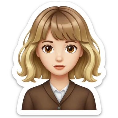 Wavy girl with bangs, brown hair with blonde streaks, and white skinned girl sticker