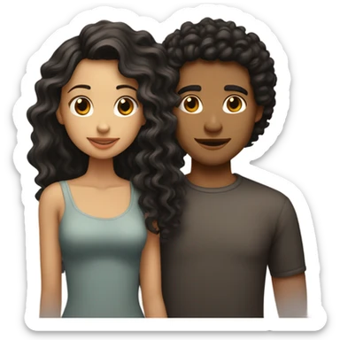 guy with curly & black hair, kissing a girl with light,STRAIGHT and brown hair  sticker