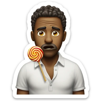 Dissatisfied with a lollipop in his mouth sticker