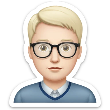 Tall headed human with glasses and disabilities  sticker