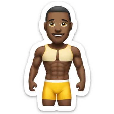 Football player in bathing suit with cheese on head sticker