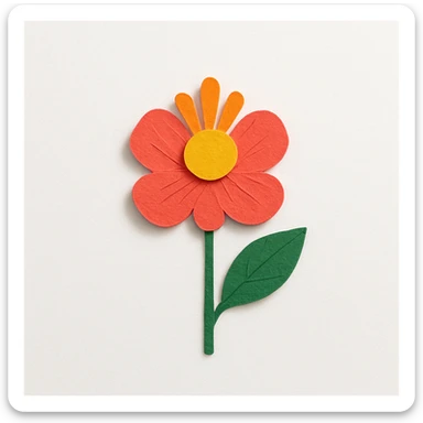 a single flower, paper craft style sticker