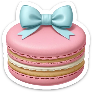 A light pink macaron with a bow on top. sticker