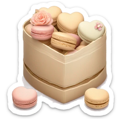 Beige asthetic macarons in a HeartBox With flowers sticker