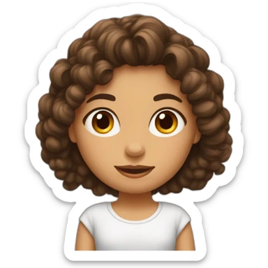 fille métisse brune cheveux bouclés courts sticker