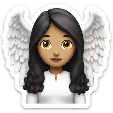 A white female angel with black hair sticker