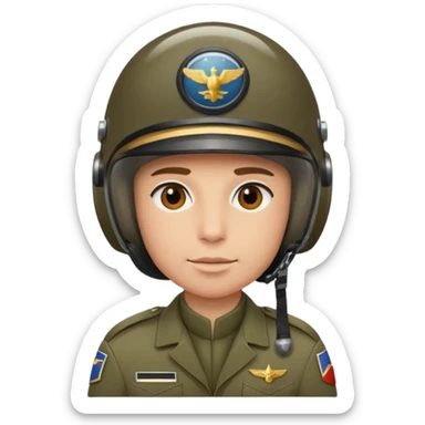 a military pilot in an aviation helmet and a modern uniform. maximum quality sticker