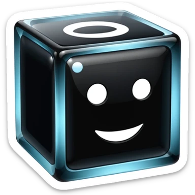 black cube in "glass" style sticker