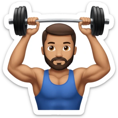 Guy with very short beard lifting weights sticker
