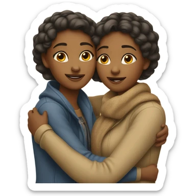 Two girlfriends hugging sticker