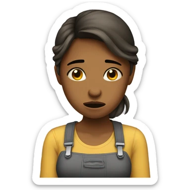 Girl crying over having to work sticker