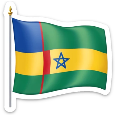emoji-style Kabylie flag with blue, yellow, green stripes and a central red ⵣ (Yaz) symbol, vibrant and easily recognizable at small scale sticker