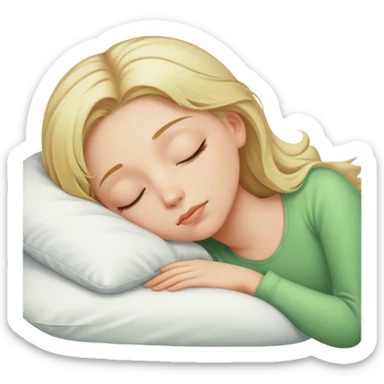 A girl with blondish hair and green eyes sleeping sticker