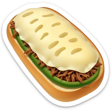 Italian bread, shredded beef, melted provolone cheese, green peppers sticker