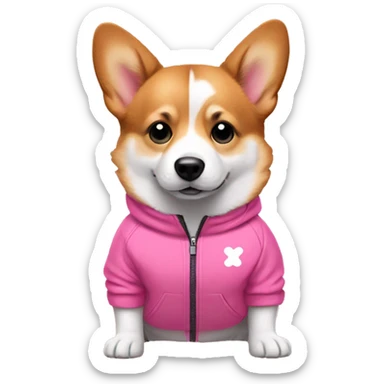 Corgie wearing a pink tracksuit  sticker