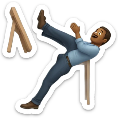 man flipping over table sticker