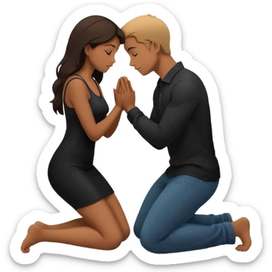 Kneeling person silhouette (proposal pose) sticker