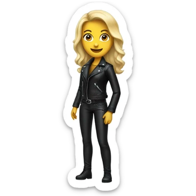 A blonde woman in a black leather outfit sticker