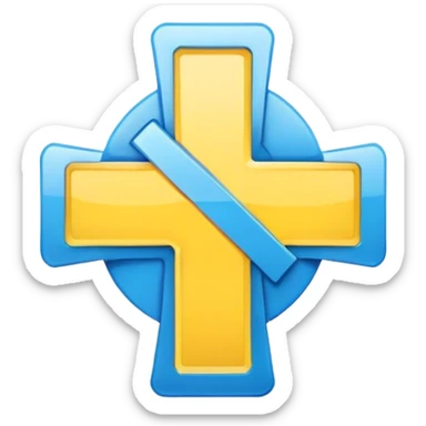 Healthcare symbol with medical cross and Ukrainian colors sticker