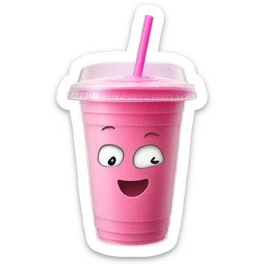 A pink smoothie in a clear plastic takeaway cup  sticker