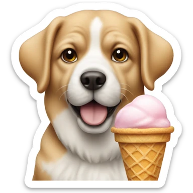 A dog HOLDING an ice cream sticker