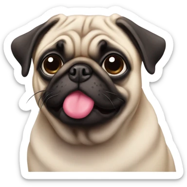 Pug with pink nose sticker