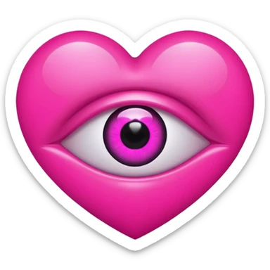 A neon heart with a dark eye in the center sticker