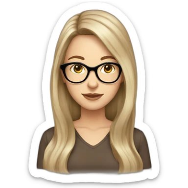 2 long brown haired white girls with glasses sticker