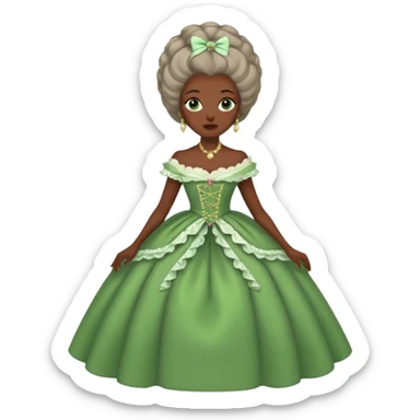 marie Antoinette fashion dark skinned woman green dress sticker